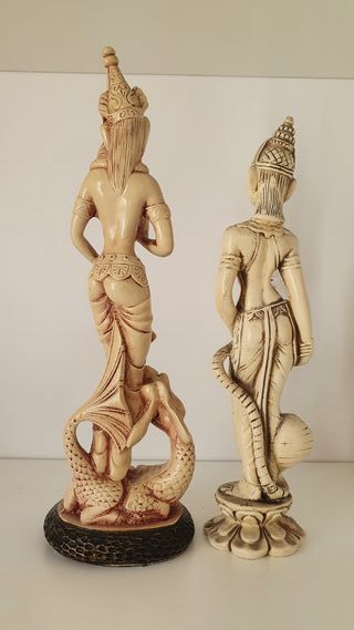 Lotto 3 statuine in resina. altezza 20,18 e 13 cm.