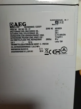 Arcon congelador AEG