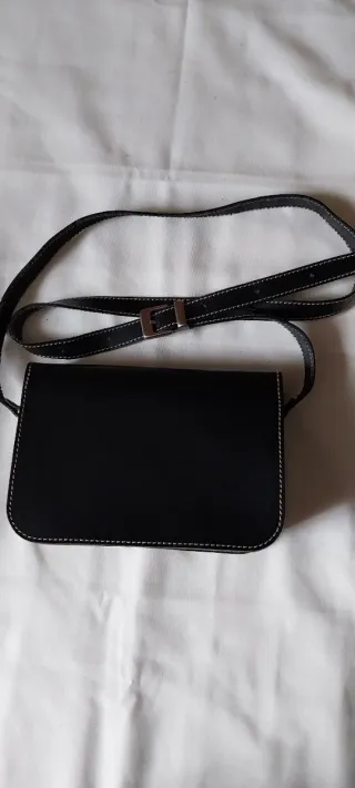 Bolso bandolera mujer de cuero, negro,  poco uso