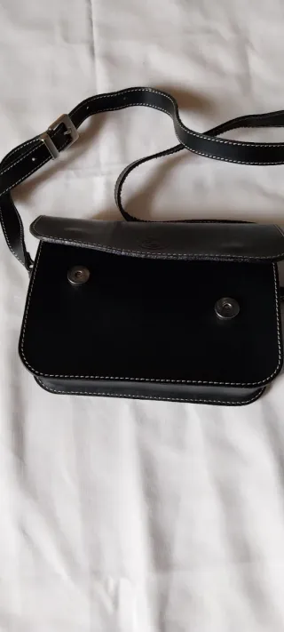 Bolso bandolera mujer de cuero, negro,  poco uso