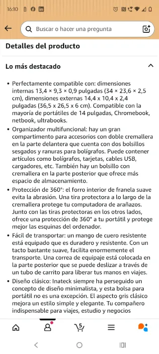 Maletín funda para equipos 14"