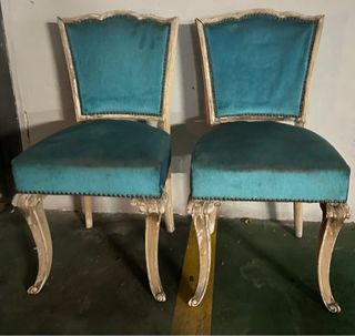 Pareja sillones siglo XVI XIV madera antigüedad