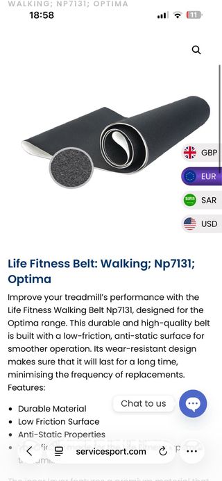Tapiz nuevo precinto cinta de correr Life Fitness