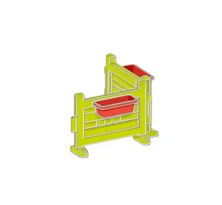 Giardino verde con secchio rosso