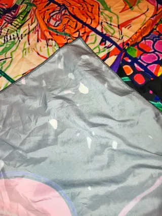 Arazzo Teschio Fiori Illusion Neon Nero