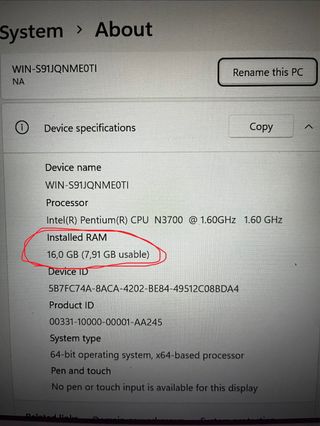 Ordenador Portatil LENO 14” - 16GBRam y 512GB Disc