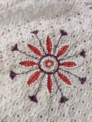 Zara Crop Top Raw Embroidery Retro Style