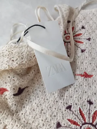 Zara Crop Top Raw Embroidery Retro Style