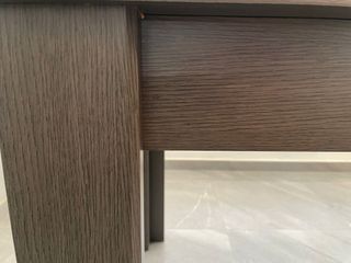 MESA DE COMEDOR CRISTAL Y MADERA COLOR GRIS CENIZA