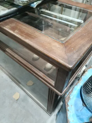 Mostrador Vitrina Expositor Antigua Madera Cristal