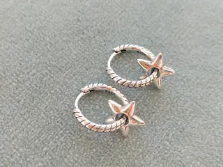 Pendientes aro estrella plata de ley