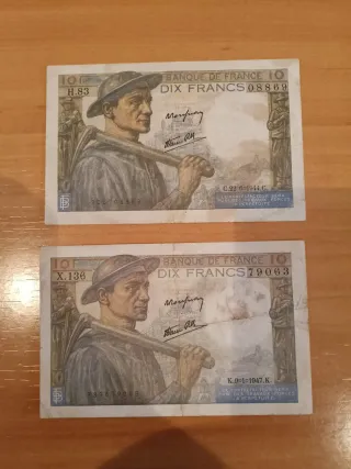 Billete 10 Francos Franceses (2 unidades)