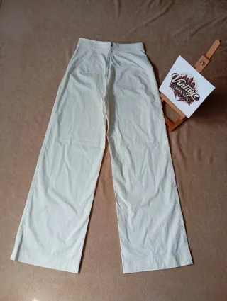 Zara Wide Leg Pants White Vintage Style
