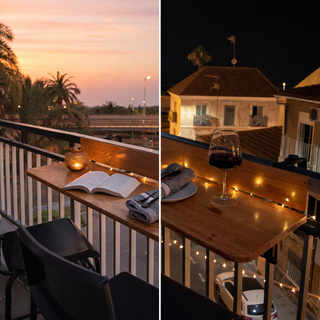 Mesa/Barra Balcón regulable para exteriores.