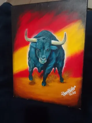 Toro Español; Cuadro en Acrilico