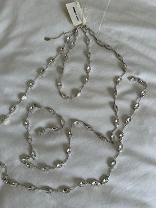 Collar cristales y cadena plateado envejecido