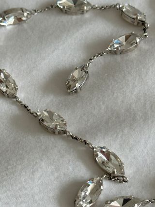 Collar cristales y cadena plateado envejecido