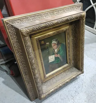 Cuadro antiguo mujer leyendo