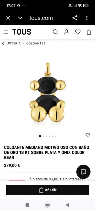 Colgante tous onix plata y vermeil