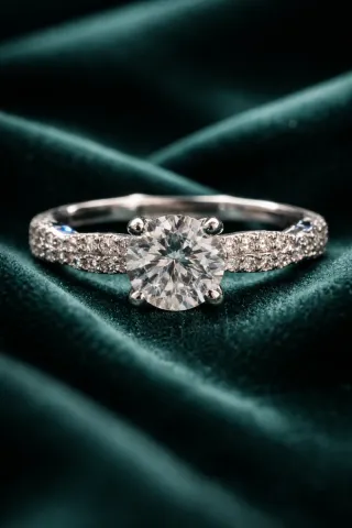 Anillo Solitario en Acero Oro Blanco con circonita