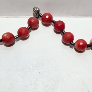 Collana vintage corallo bamboo rossa sfaccettata