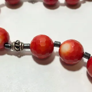 Collana vintage corallo bamboo rossa sfaccettata