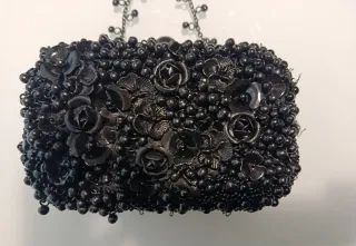 Bolso mini fiesta negro abalorios