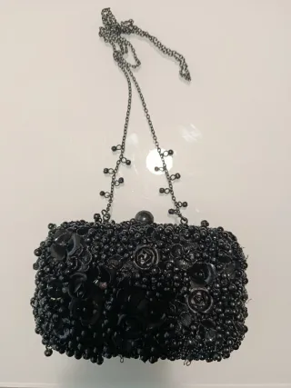 Bolso mini fiesta negro abalorios