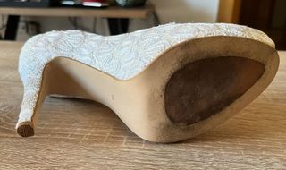 Tacones de Encaje Blanco Novia Boda - Talla 38