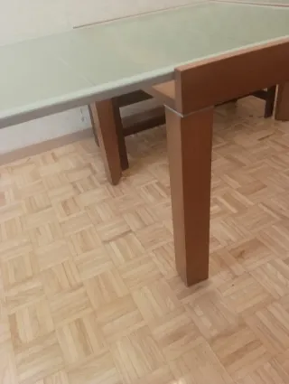 Mesa de madera y cristal extensible, 130x87 260x87