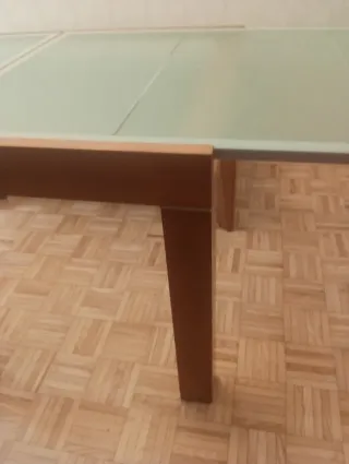 Mesa de madera y cristal extensible, 130x87 260x87