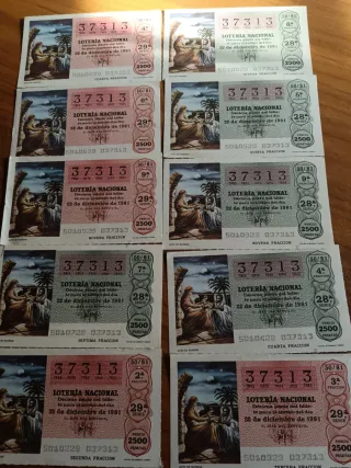 Decimos de loteria nacional antiguos navidad