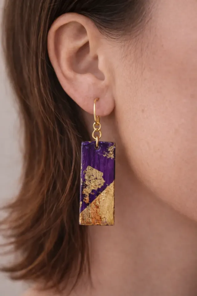 Pendientes Morados y Dorados