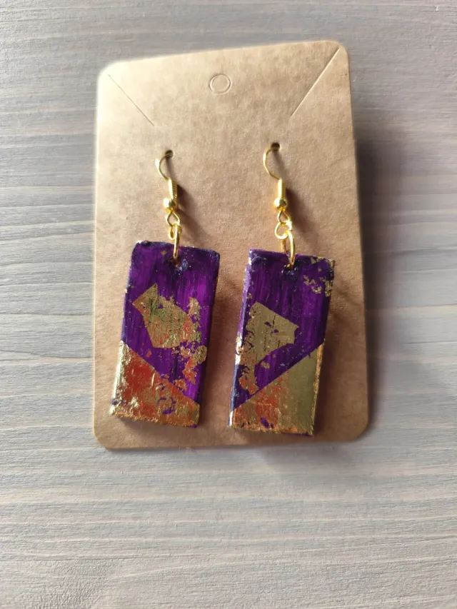 Pendientes Morados y Dorados