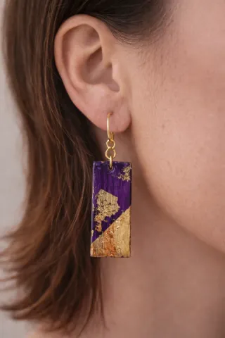 Pendientes Morados y Dorados