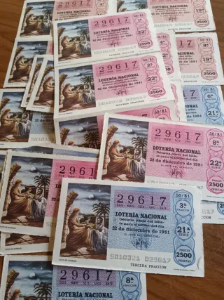 Decimos de loteria nacional antiguos navidad