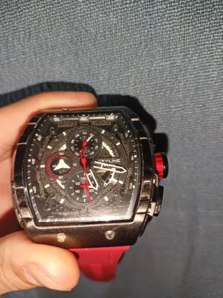 Reloj Skyline Cronógrafo Negro y Rojo LEER