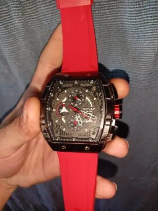 Reloj Skyline Cronógrafo Negro y Rojo LEER