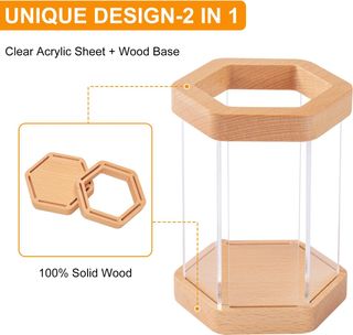 2 Piezas Portalápices Organizador Acrílico Madera