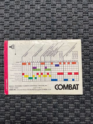 Manual de instrucciones videojuego Combat Atari