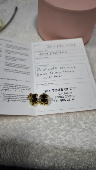 Pendientes Onix plata vermeil tous