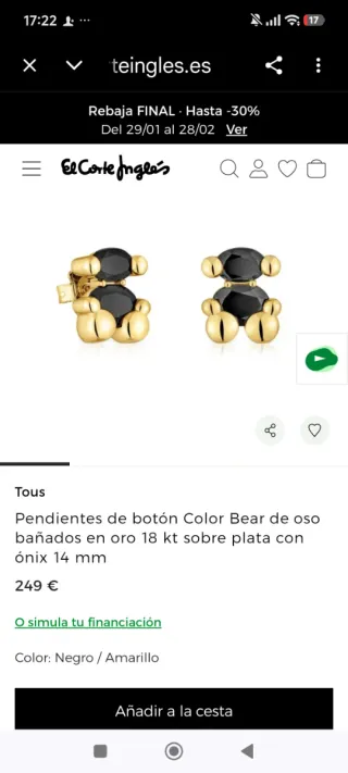 Pendientes Onix plata vermeil tous