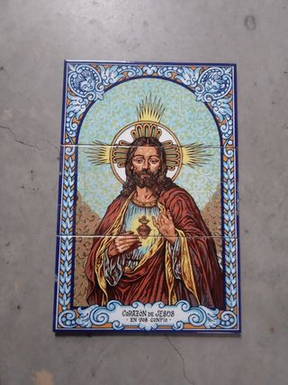 Azulejo Corazón de Jesús tres piezas