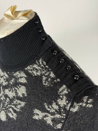 Maglione dolcevita con fantasie - S - 100% lana