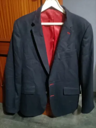 Americana El Ganso Talla 52 Negra Forro Rojo