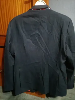 Americana El Ganso Talla 52 Negra Forro Rojo