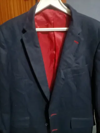 Americana El Ganso Talla 52 Negra Forro Rojo