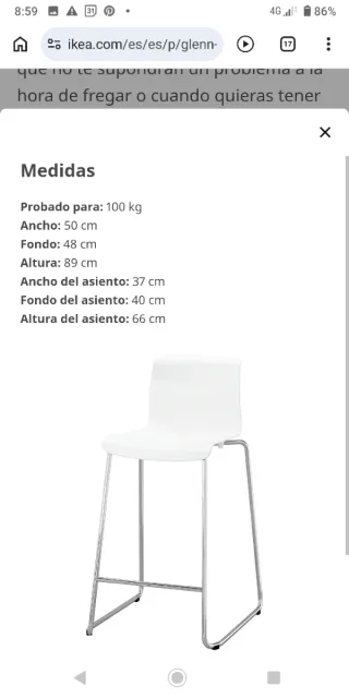 1 Taburete Glenn Ikea Blanco