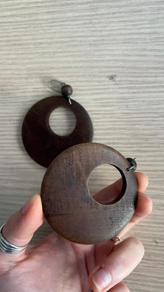 Pendientes Madera Aros Vintage Marrones