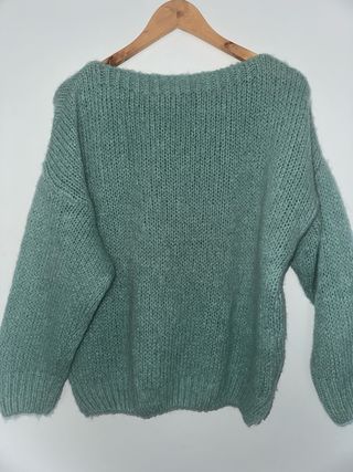 Camisola de inverno verde água